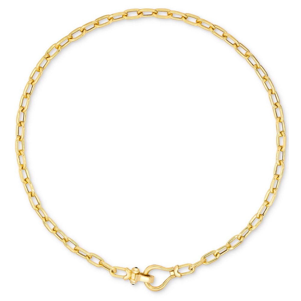 Macy's 14k Gold-Plated Black Spinel Horseshoe Clasp Paperclip Link 18” Necklace